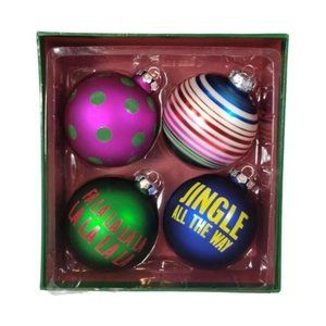 Tommy Hilfiger Fa La La Christmas Ornaments 4 Piece Set 3 inch Ball Exclusive